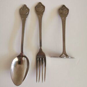 Nutricia Children's Cutlery Set of 3 Vintage Spoon Fork Slider Netherlands